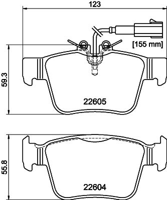 8DB355025881 HELLA Комплект тормозных колодок, дисковый тормоз