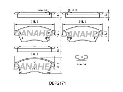 DBP2171 DANAHER Комплект тормозных колодок, дисковый тормоз