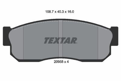 2095802 TEXTAR Комплект тормозных колодок, дисковый тормоз