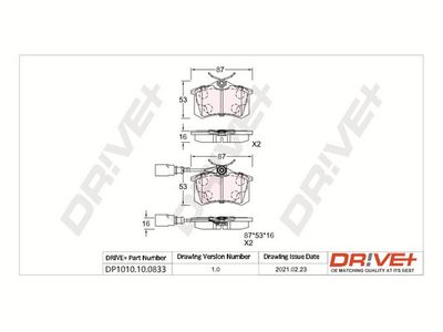 DP1010100833 Dr!ve+ Комплект тормозных колодок, дисковый тормоз