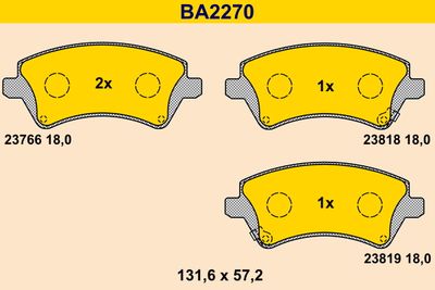 BA2270 BARUM Комплект тормозных колодок, дисковый тормоз