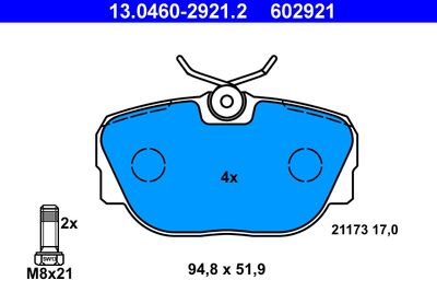 13046029212 ATE Комплект тормозных колодок, дисковый тормоз