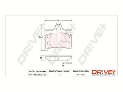 DP1010100851 Dr!ve+ Комплект тормозных колодок, дисковый тормоз