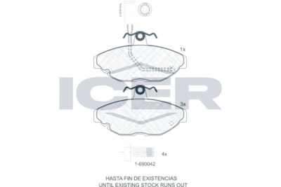 180455700 ICER Комплект тормозных колодок, дисковый тормоз