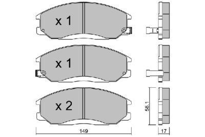 BPHY1905 AISIN Комплект тормозных колодок, дисковый тормоз