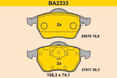 BA2333 BARUM Комплект тормозных колодок, дисковый тормоз