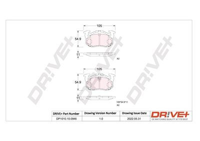 DP1010100946 Dr!ve+ Комплект тормозных колодок, дисковый тормоз