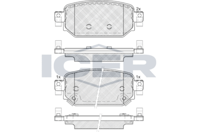 182300 ICER Комплект тормозных колодок, дисковый тормоз