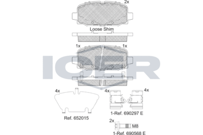 182345 ICER Комплект тормозных колодок, дисковый тормоз
