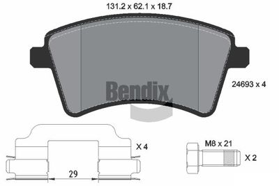 BPD1038 BENDIX Braking Комплект тормозных колодок, дисковый тормоз