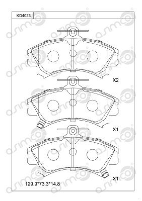 KD4023 ASIMCO Комплект тормозных колодок, дисковый тормоз