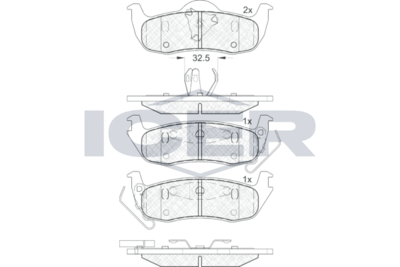 181766 ICER Комплект тормозных колодок, дисковый тормоз