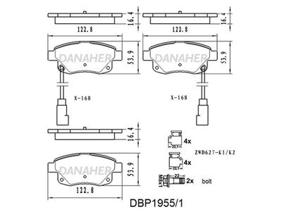 DBP19551 DANAHER Комплект тормозных колодок, дисковый тормоз