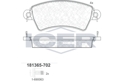 181365702 ICER Комплект тормозных колодок, дисковый тормоз