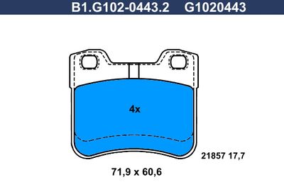 B1G10204432 GALFER Комплект тормозных колодок, дисковый тормоз