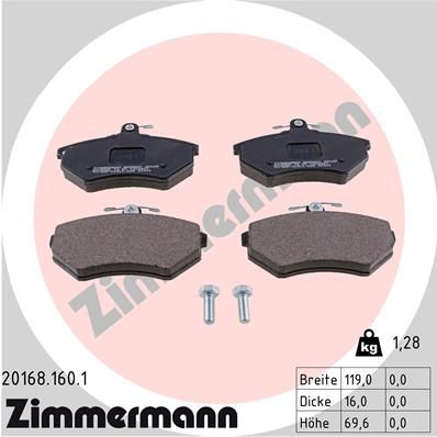 201681601 ZIMMERMANN Комплект тормозных колодок, дисковый тормоз