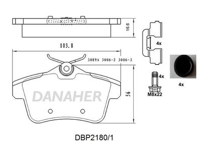 DBP21801 DANAHER Комплект тормозных колодок, дисковый тормоз