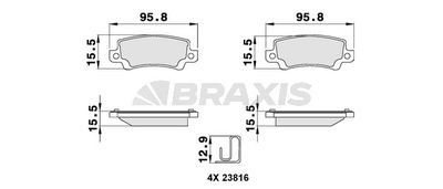 AB0136 BRAXIS Комплект тормозных колодок, дисковый тормоз