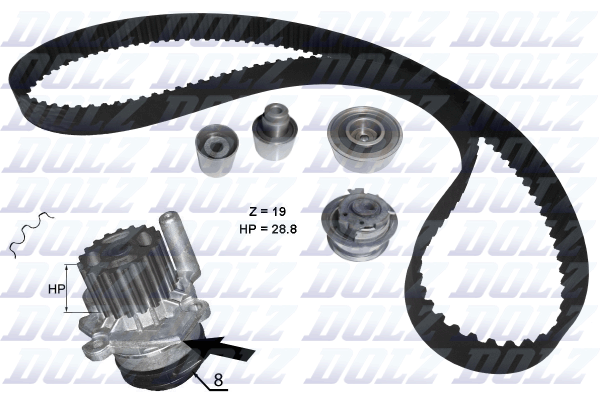 DOLZ KD100 Водяной насос + комплект зубчатого ремня