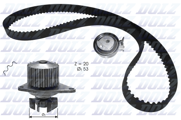 DOLZ KD134 Водяной насос + комплект зубчатого ремня