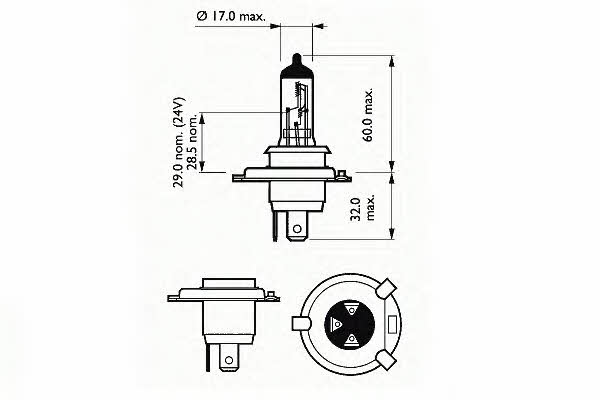 Лампа галогенная H4 12V 6055W (202792) SCT 202792