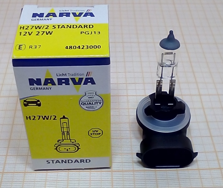 Лампа галогенная Narva Standard H27W2 12V 27W (480423000) Narva 480423000