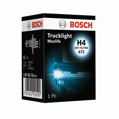 Лампа галогенная Bosch Trucklight Maxlife H4 24V 7570W (1987302742) Bosch 1 987 302 742