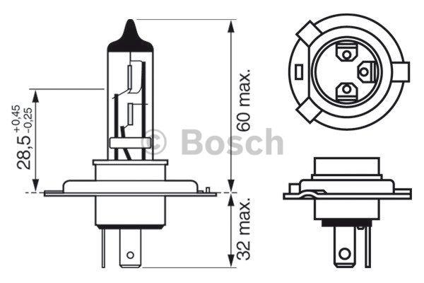 Лампа галогенная H4 12V (1987302047) Bosch 1 987 302 047