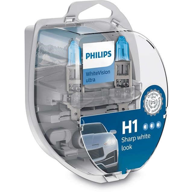 Лампа галогенная Philips WhiteVision Ultra H1 +W5W 12V 55W (2+2 шт.) (12258WVUSM) Philips 12258WVUSM