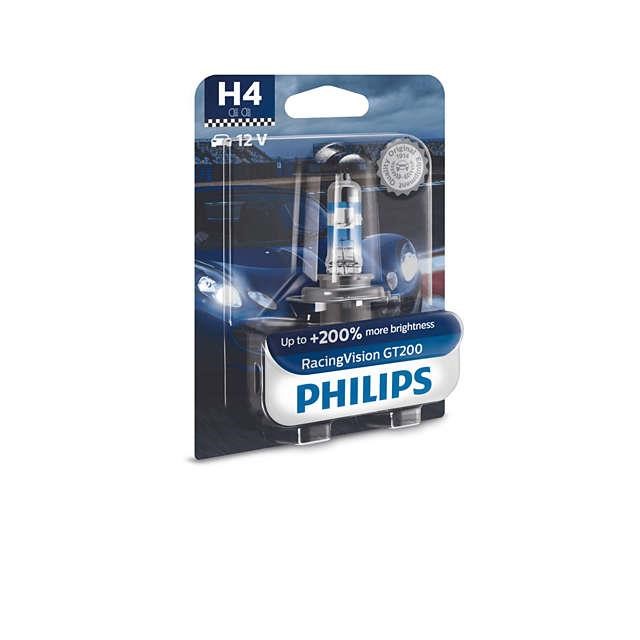 Лампа галогенная Philips RacingVision GT200 +200% H4 12V 6055W (12342RGTB1) Philips 12342RGTB1
