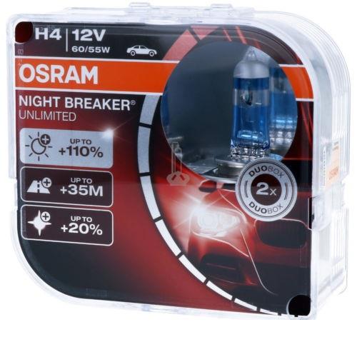 Лампа галогенная Osram Night Breaker Unlimited +110% H4 12V 6055W (2 шт.) (64193NBUDUOBOX) Osram 64193 NBU DUOBOX