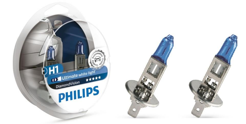 Лампа галогенная Philips DiamondVision H1 12V 55W (2 шт.) (12258DVS2) Philips 12258DVS2