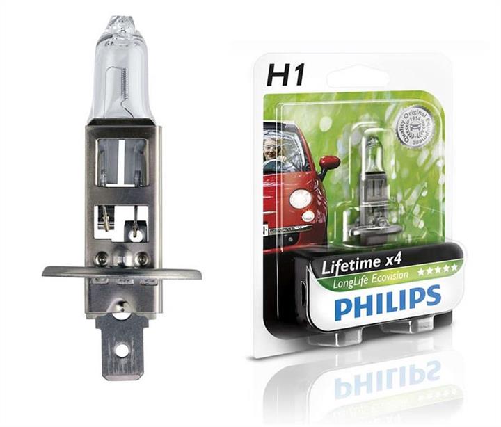 Лампа галогенная Philips LongLife EcoVision H1 12V 55W (12258LLECOB1) Philips 12258LLECOB1