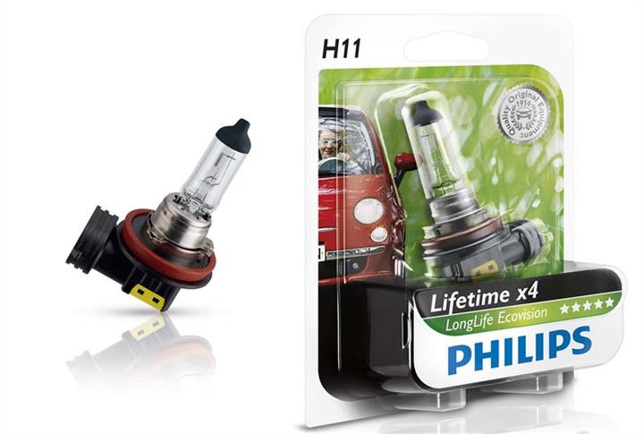 Лампа галогенная Philips LongLife EcoVision H11 12V 55W (12362LLECOB1) Philips 12362LLECOB1