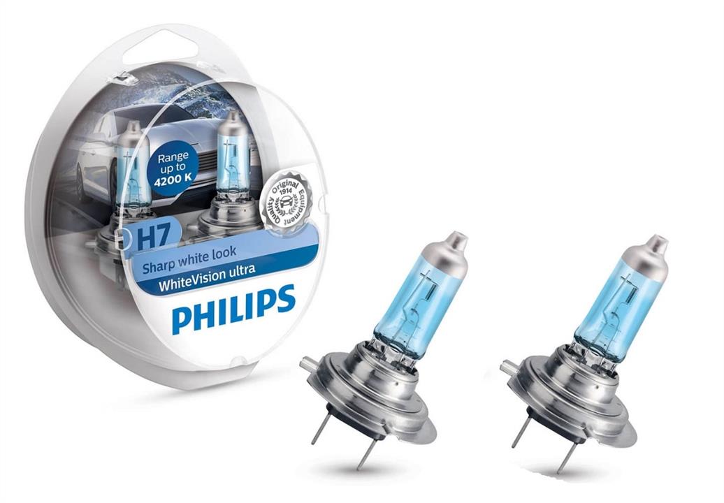Лампа галогенная Philips WhiteVision Ultra H7 +W5W 12V 55W (2+2 шт.) (12972WVUSM) Philips 12972WVUSM