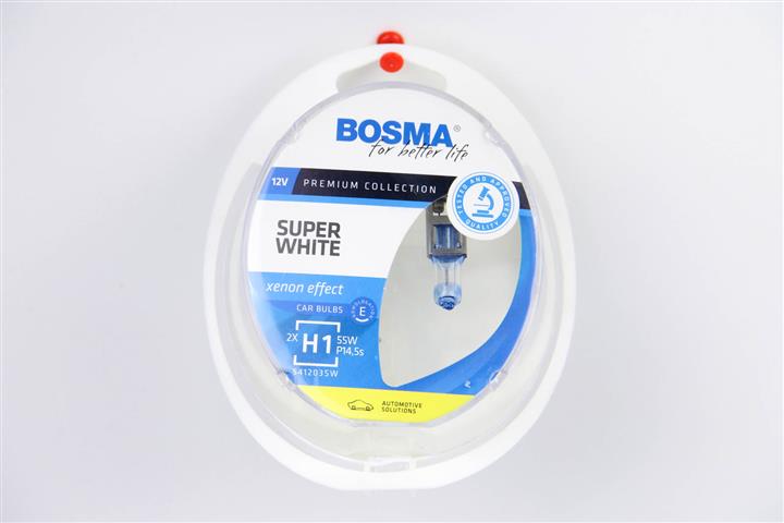 Лампа галогенная BOSMA SUPER WHITE H1 12V 55W (2 шт.) (3721) BOSMA 3721