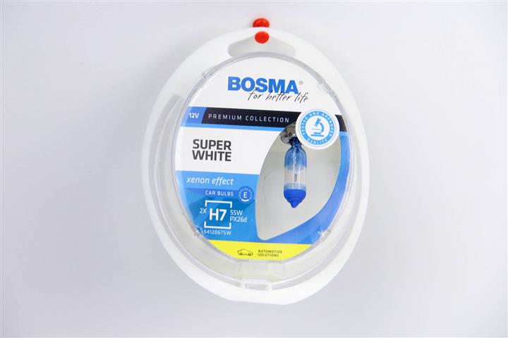 Лампа галогенная BOSMA SUPER WHITE H7 12V 55W (2 шт.) (3691) BOSMA 3691