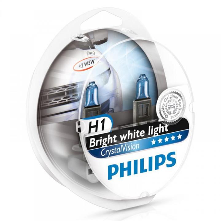 Лампа галогенная Philips CristalVision H1 +W5W 12V 55W (2+2 шт.) (12258CVSM) Philips 12258CVSM