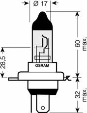 Лампа галогенная HB2 12V 6055W (9003L) Osram 9003L