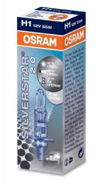 Лампа галогенная Osram Silverstar +60% H1 12V 55W (64150SV2) Osram 64150SV2