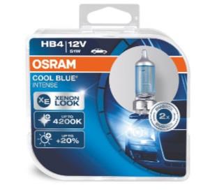 Лампа галогенная Osram Cool Blue Intense +20% HB4 12V 51W 4200K (2 шт.) (9006CBIHCB) Osram 9006CBI-HCB