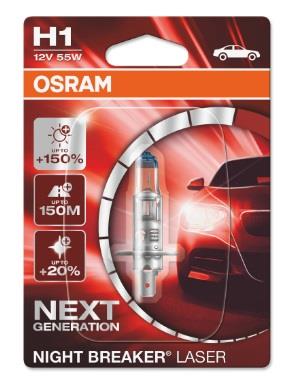 Лампа галогенная Osram Night Breaker Laser +150% H1 12V 55W (64150NL01B) Osram 64150NL-01B