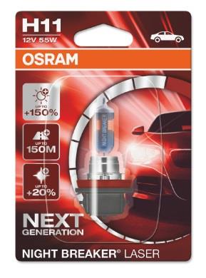 Лампа галогенная Osram Night Breaker Laser +150% H11 12V 55W (64211NL01B) Osram 64211NL-01B