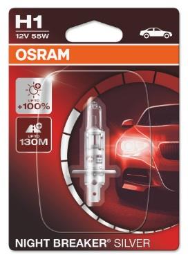 Лампа галогенная Osram Night Breaker Silver +100% H1 12V 55W (64150NBS01B) Osram 64150NBS-01B