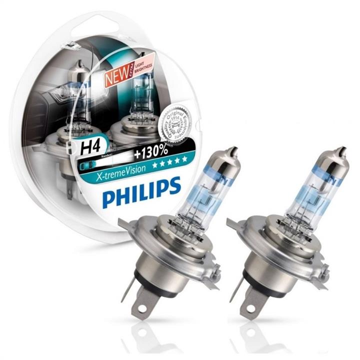 Лампа галогенная Philips X-tremeVision +130% H4 12V 6055W (2 шт.) (12342XVS2) Philips 12342XV+S2