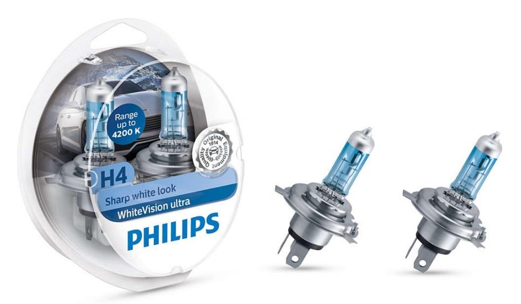 Лампа галогенная Philips WhiteVision Ultra H4 +W5W 12V 6055W (2+2 шт.) (12342WVUSM) Philips 12342WVUSM