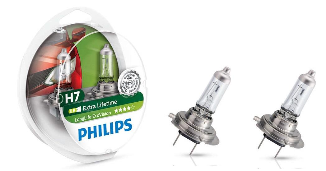 Лампа галогенная Philips LongLife EcoVision H7 12V 55W (2 шт.) (12972LLECOS2) Philips 12972LLECOS2