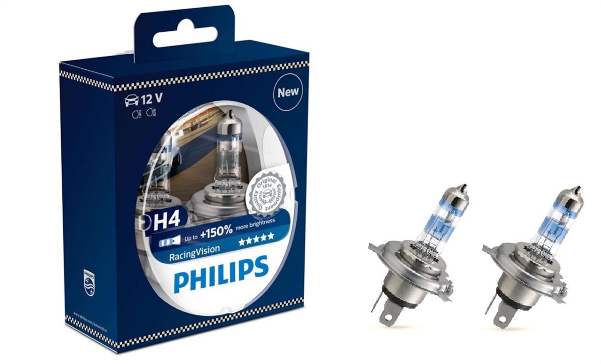 Лампа галогенная Philips RacingVision +150% H4 12V 6055W (2 шт.) (12342RVSX) Philips 12342RVSX