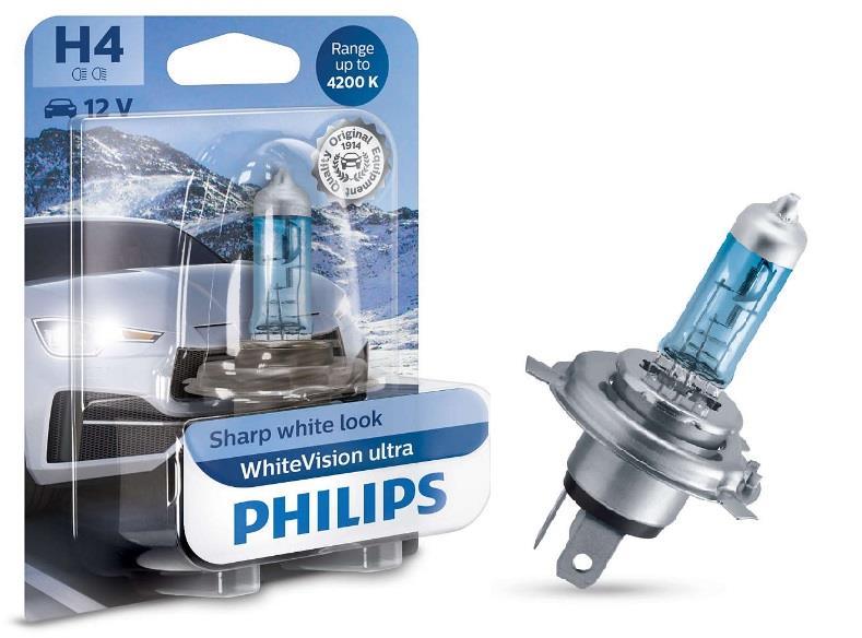 Лампа галогенная Philips WhiteVision Ultra H4 12V 6055W (12342WVUB1) Philips 12342WVUB1