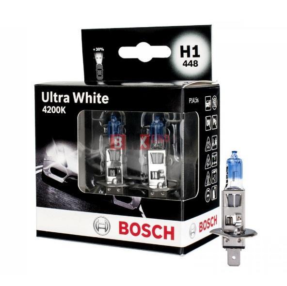 Лампа галогенная Bosch Ultra White 4200K H1 12V 55W (2 шт.) (1987301180) Bosch 1 987 301 180